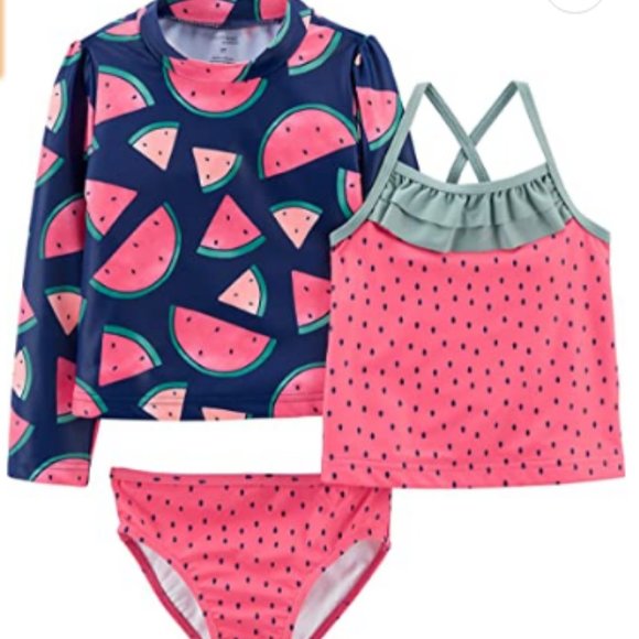 Carter's Toddlers and Baby Girls' 3-Piece Assorted Rashguard Sets